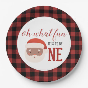 Christmas Santa  First Birthday Paper Plate