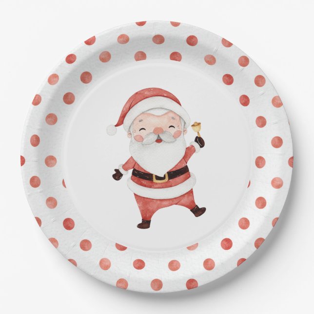 Christmas Santa  First Birthday Paper Plate (Front)