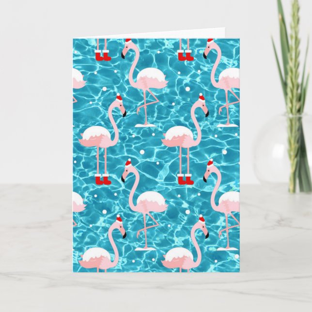 christmas santa flamingo invitation (Front)