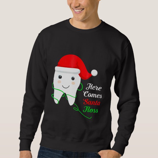 Christmas Santa Floss Dental Hygienists Dentist Sweatshirt (Front)