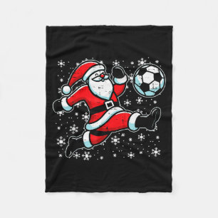 Christmas Santa Football Kick Xmas Soccer Men Boys Fleece Blanket