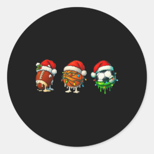 Christmas Santa Footbyll Bysketbyll Soccer Ice Cre Classic Round Sticker