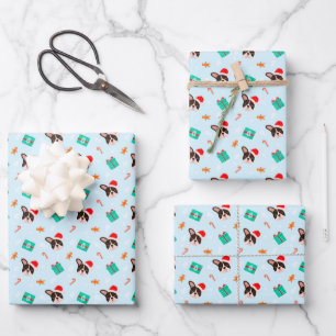 Christmas Santa French Bulldog Gingerbread Cookies Wrapping Paper Sheet