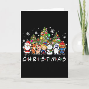Christmas Santa Friends Reindeer Snowman Family Xm Card