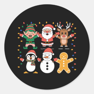 Christmas Santa Friends Xmas Family Holiday Classic Round Sticker