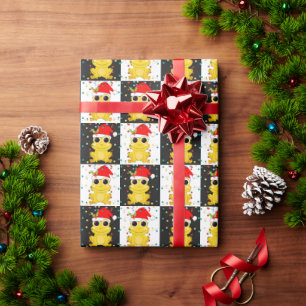 Christmas SANTA FROG chequerboard Wrapping Paper