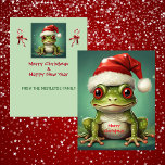 Christmas Santa Frog Snowflake A2 Holiday Card<br><div class="desc">Woodland creatures get all the attention at Christmas time, perhaps it is frogs turn? This is my design of a Santa Frog. The design was inspired by a child asking me if frogs had their own Father Christmas and, if so, did they deliver presents to all the frogs. It was...</div>