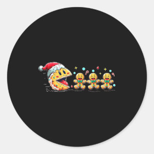 Christmas Santa Game Gaming Chasing Gingerbread  Classic Round Sticker