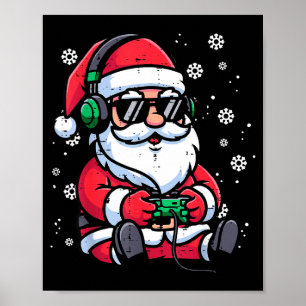 Christmas Santa Gamer Funny Xmas Video Gaming Men  Poster