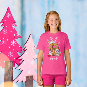 Christmas Santa Gingerbread Alphabet D Girl T-Shirt