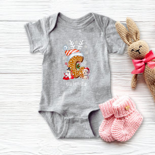 Christmas Santa Gingerbread Alphabet G Baby Bodysuit