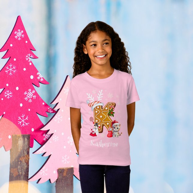 Christmas Santa Gingerbread Alphabet K Girl's  T-Shirt (Creator Uploaded)