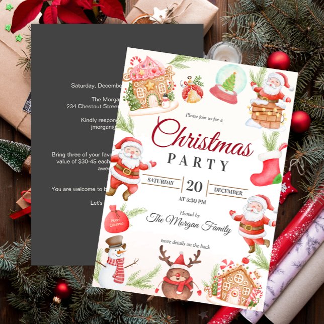 Christmas Santa Gingerbread Holiday Party Invitation (Christmas Santa Gingerbread Holiday Party Invitation)