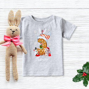 Christmas Santa Gingerbread Name Letter J Girl Baby T-Shirt