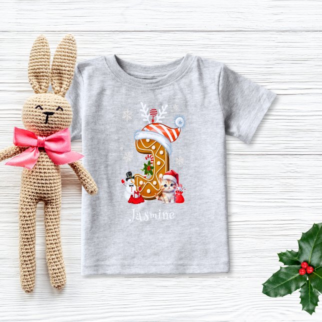 Christmas Santa Gingerbread Name Letter J Girl  Baby T-Shirt (Creator Uploaded)