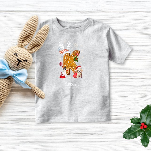 Christmas Santa Gingerbread Name Letter K Boy  Toddler T-Shirt (Creator Uploaded)