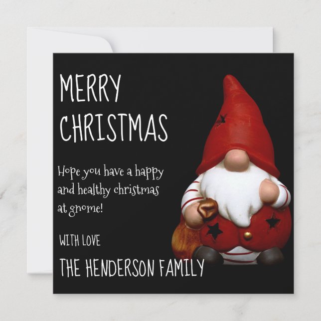 Christmas Santa Gnome | Christmas Holiday Card (Front)