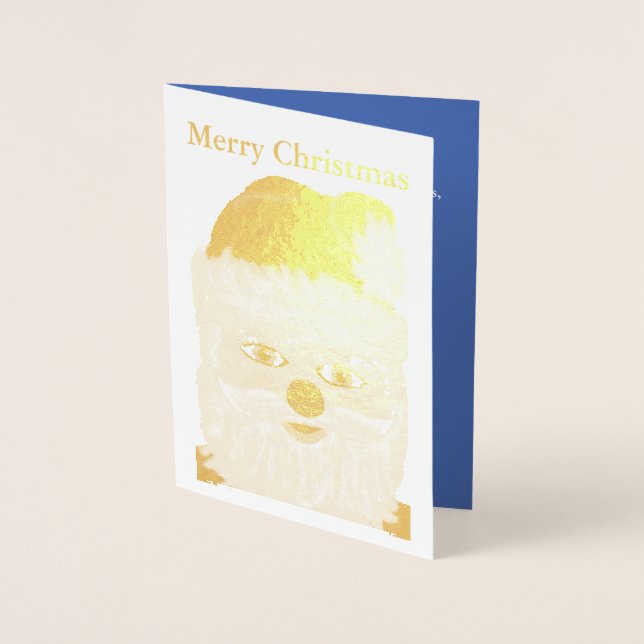 Christmas Santa Gold Foil Greeting Card (Front)