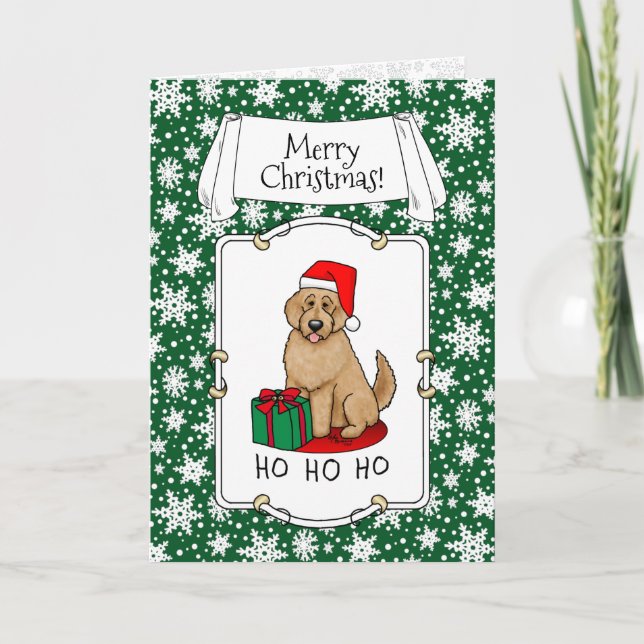 Christmas Santa Goldendoodle (golden red) Dog Cute Card (Front)