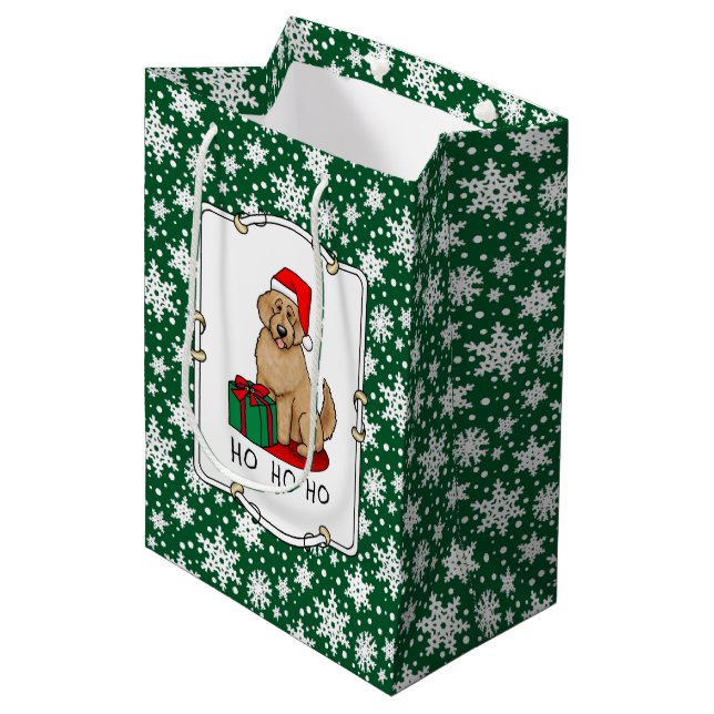 Christmas Santa Goldendoodle (golden red) Dog Cute Medium Gift Bag (Front Angled)
