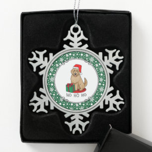Christmas Santa Goldendoodle (golden red) Dog Cute Snowflake Pewter Christmas Ornament