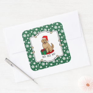 Christmas Santa Goldendoodle (golden red) Dog Cute Square Sticker