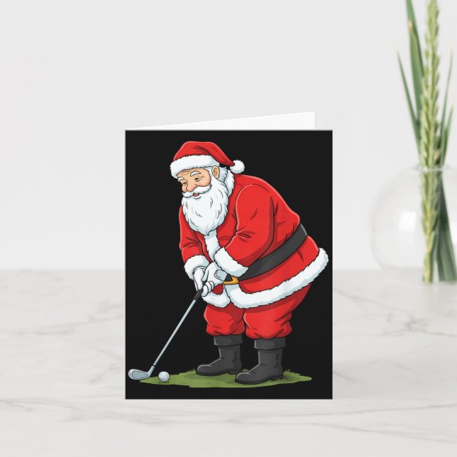Christmas Santa Golf Golfer Xmas Funny Christmas G Card (Front)