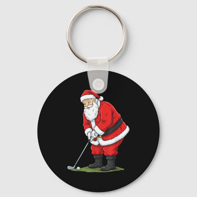 Christmas Santa Golf Golfer Xmas Funny Christmas G Key Ring (Front)