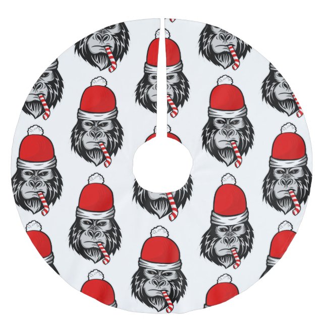 christmas santa gorilla brushed polyester tree skirt (Front)