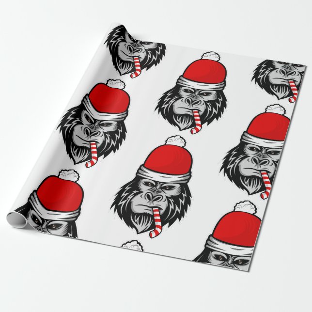 christmas santa gorilla wrapping paper (Unrolled)