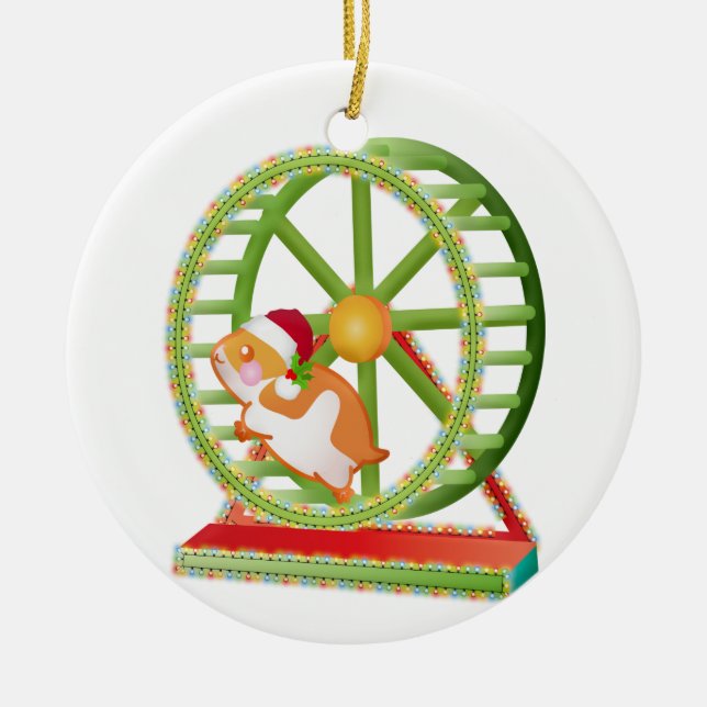 christmas santa hamster ceramic tree decoration (Front)