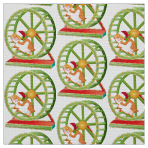 christmas santa hamster fabric