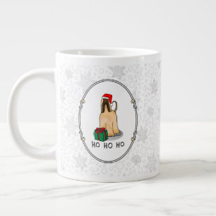 Christmas Santa Hat Afghan Hound Dog Fawn Cute Large Coffee Mug