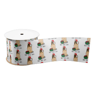 Christmas Santa Hat Afghan Hound Dog Fawn Cute Satin Ribbon