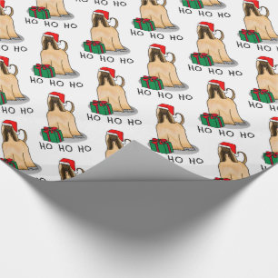 Christmas Santa Hat Afghan Hound Dog Fawn Cute Wrapping Paper