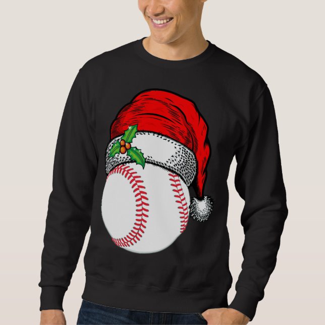 Christmas Santa Hat Baseball Sport Funny Gift Sweatshirt (Front)