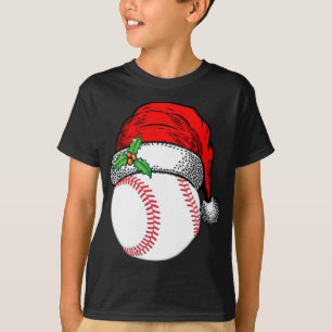 Christmas Santa Hat Baseball Sport Funny Gift T-Shirt