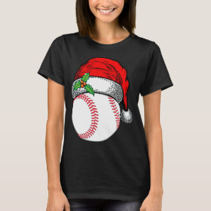 Christmas Santa Hat Baseball Sport Funny Gift T-Shirt