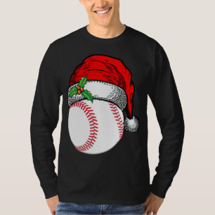 Christmas Santa Hat Baseball Sport Funny Gift T-Shirt