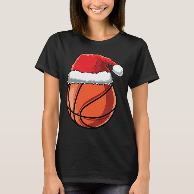 Christmas Santa Hat Basketball Player Funny Boys X T-Shirt (Front)