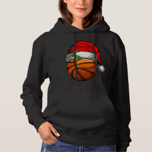 Christmas Santa Hat Basketball Sport Funny Gift Hoodie