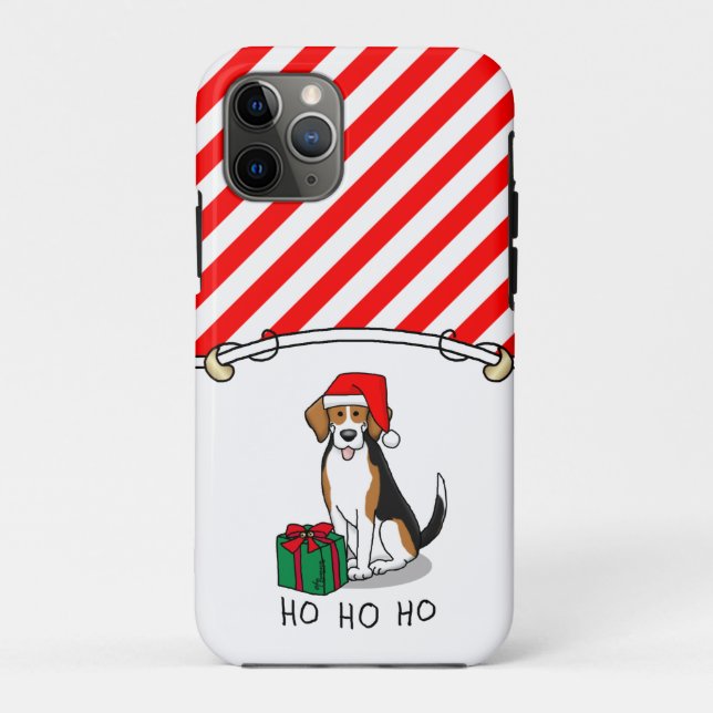 Christmas Santa Hat Beagle (tri colour 3) Dog Cute Case-Mate iPhone Case (Back)