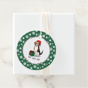 Christmas Santa Hat Beagle (tri colour 3) Dog Cute Favour Tags