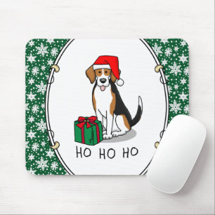 Christmas Santa Hat Beagle (tri colour 3) Dog Cute Mouse Pad