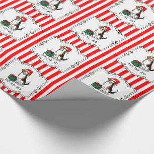 Christmas Santa Hat Beagle (tri colour 3) Dog Cute Wrapping Paper