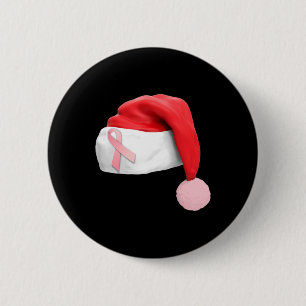 Christmas Santa Hat Breast Cancer Awareness  6 Cm Round Badge