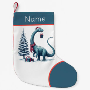 Christmas Santa hat Brontosaurus Small Christmas Stocking