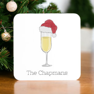 Christmas Santa Hat Champagne Festive Coaster