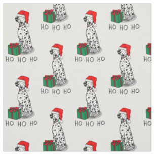 Christmas Santa Hat Dalmatian Dog (black 1) Cute Fabric