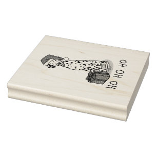Christmas Santa Hat Dalmatian Dog (black 1) Cute Rubber Stamp
